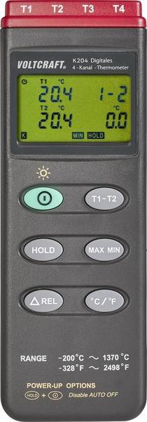 Voltcraft K204 digitální teploměr 4-kanálový s rozsahem -200 až +1370 °C