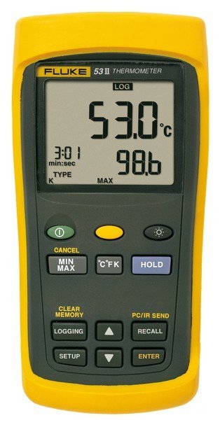 Fluke 53 IIB dotykový teploměr s duálním displejem a termočlánkem, rozsah -250 až 1767 °C