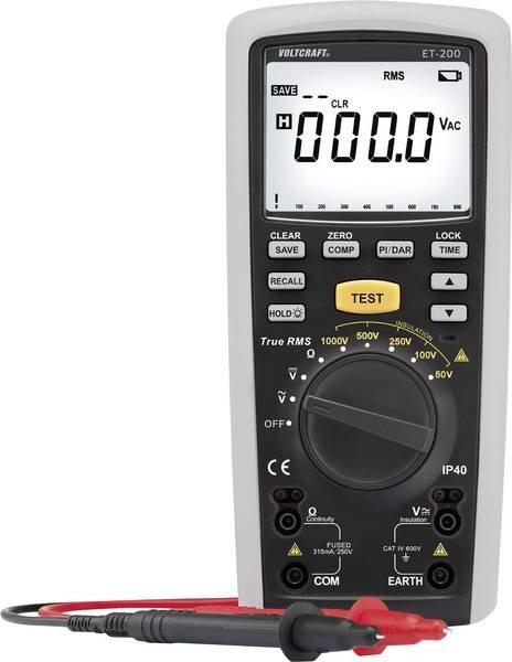 Voltcraft ET-200 multimeter s meraním izolácii a digitálnym LCD displejom