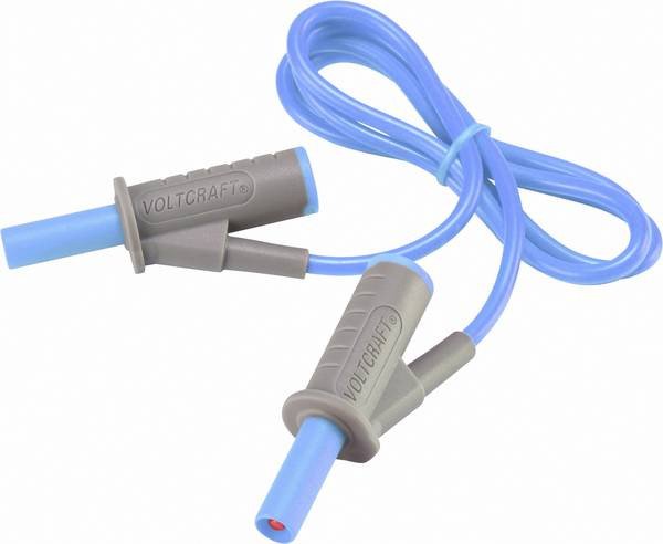Voltcraft MSB-501 bezpečnostný meraný kábel modrý 1 m s lamelovou zástrčkou 4 mm