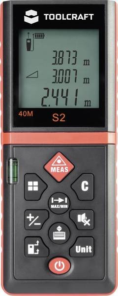 Toolcraft LDM X40 laserový měřič vzdálenosti, kompaktní dálkoměr s rozsahem 0,05–40 m
