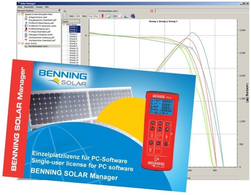 Benning PV 2 + SUN 2 + Solar Manager - Tester foto Meranie napätia do 2000 V DC