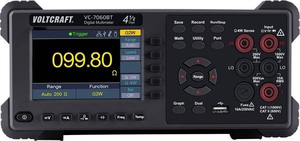 Voltcraft VC-7060BT stolný digitálny multimeter s 10,16 cm LCD displejom, rozlíšením 60000 počtov a True RMS meraním napätia a prúdu