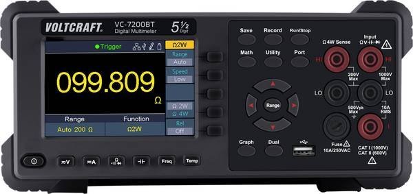 Voltcraft VC-7200BT stolný digitálny multimeter s 4-palcovým LCD displejom, True RMS meraním a USB/RS232/LAN rozhraniami
