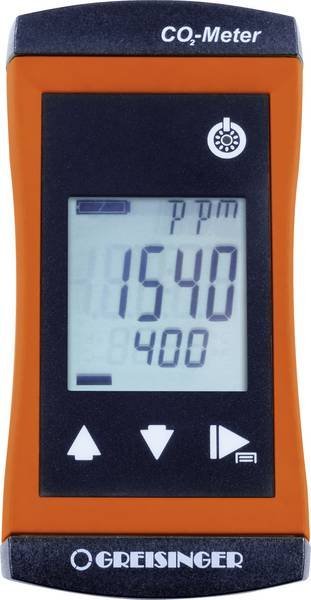 Greisinger g 1910-02 - Kompaktný monitor CO2 s integrovaným senzorom a alarmom, prenosný detektor oxidu uhličitého s LCD displejom a kovovým klipom na opasok