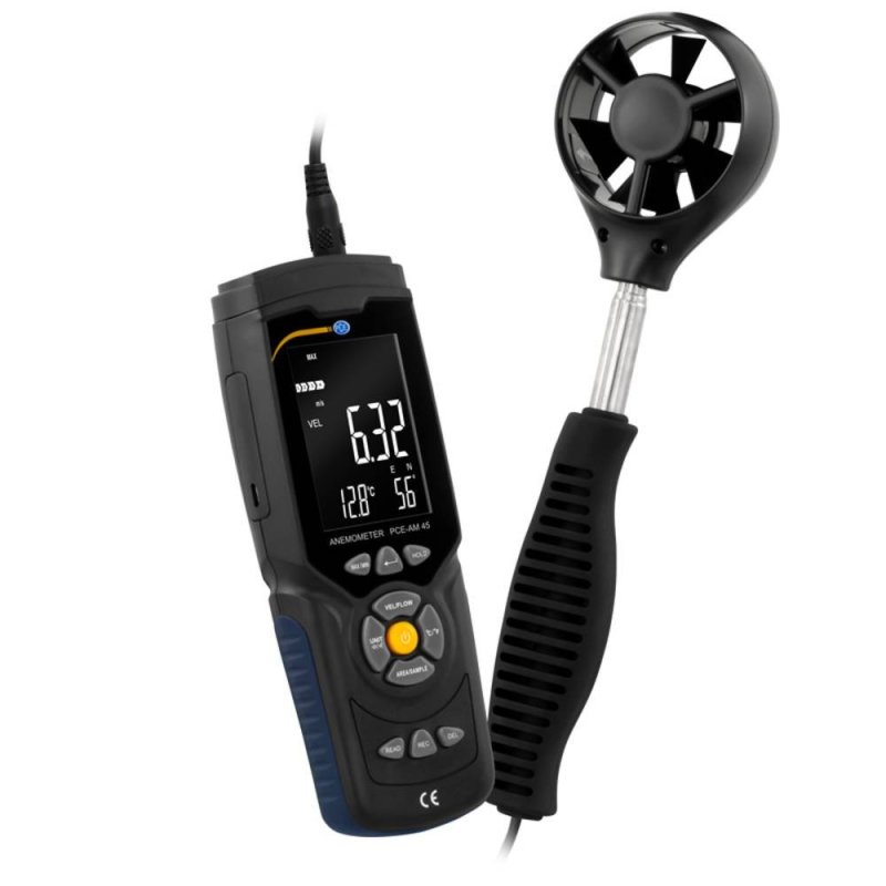 PCE Instruments PCE-AM 45 anemometer s lopatkovým koleskom priemeru 65 mm a teleskopickým ramenom