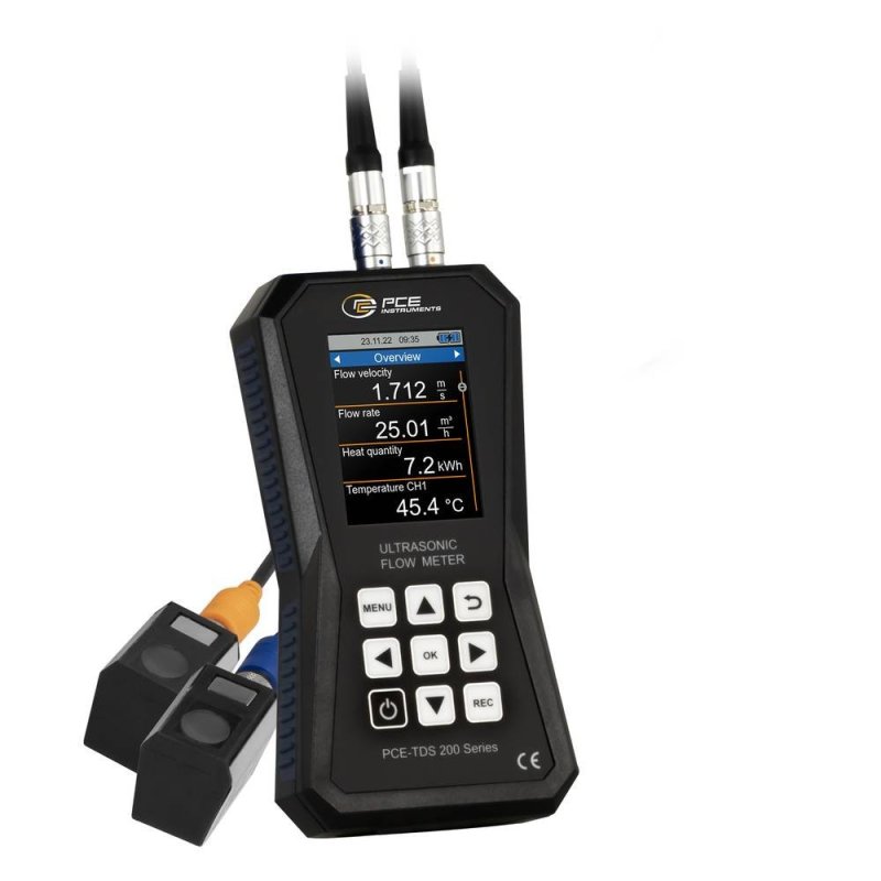 PCE Instruments PCE-TDS 200 ultrazvukový prietokoměr s LCD displejom a rozhraniem USB-C