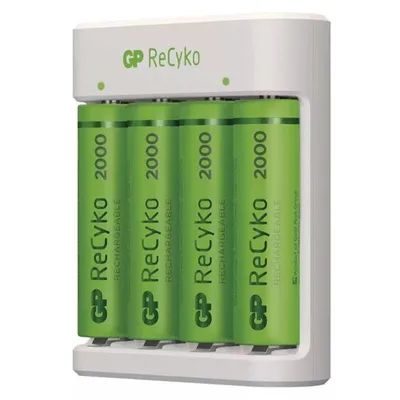 GP Eco E411 + 4xAA ReCyko 2000 - Nabíjačka batérií USB 5V