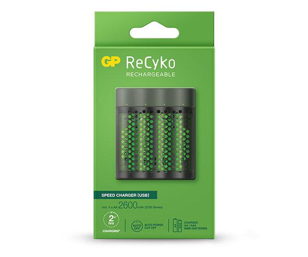 GP Speed M451 ładowarka akumulatorów USB z 4 bateriami AA ReCyko 2700 NiMH