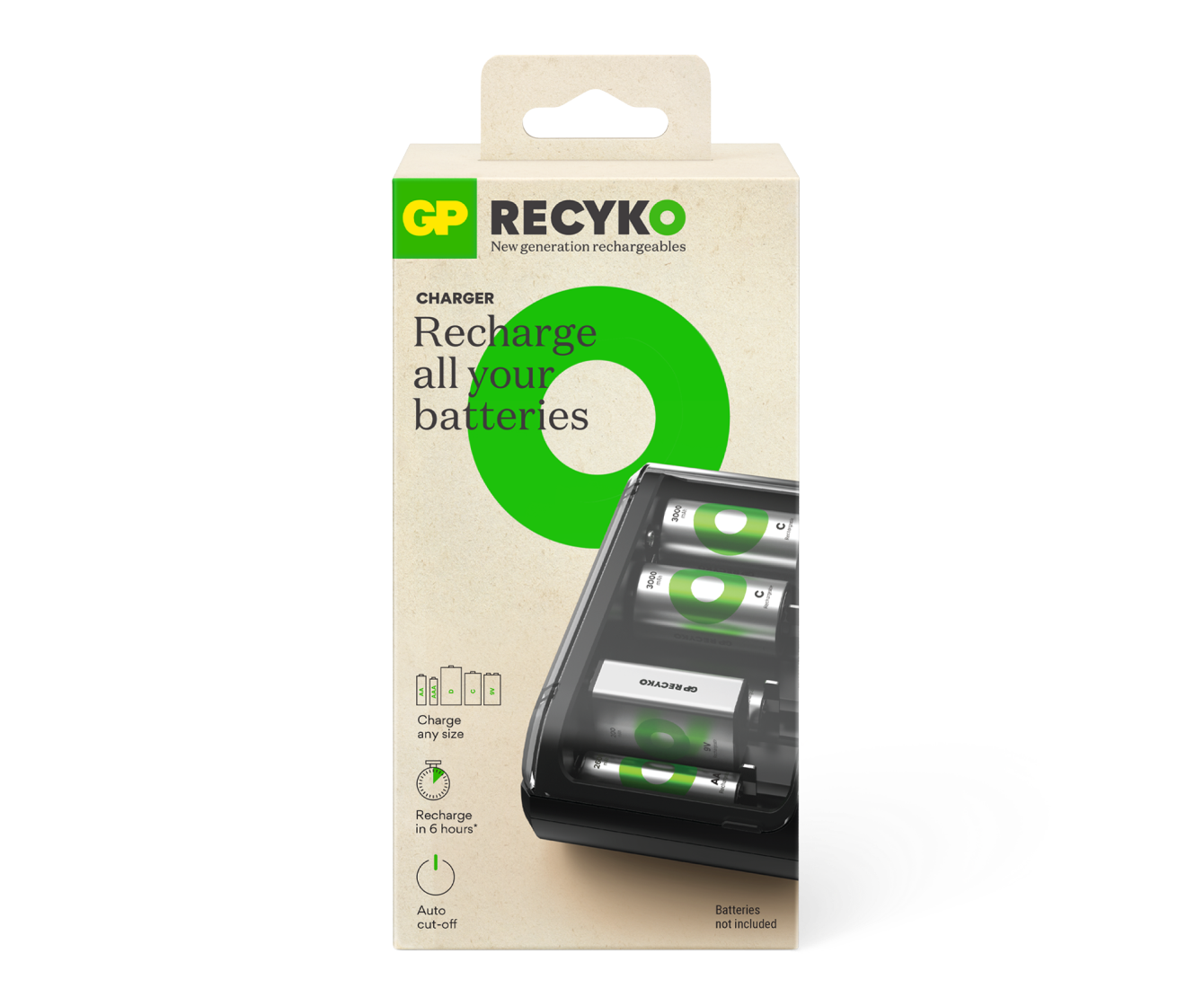 GP B631 univerzálna nabíjačka batérií s USB napájaním, kompatibilná s batériami AA, AAA, C, D a 9V