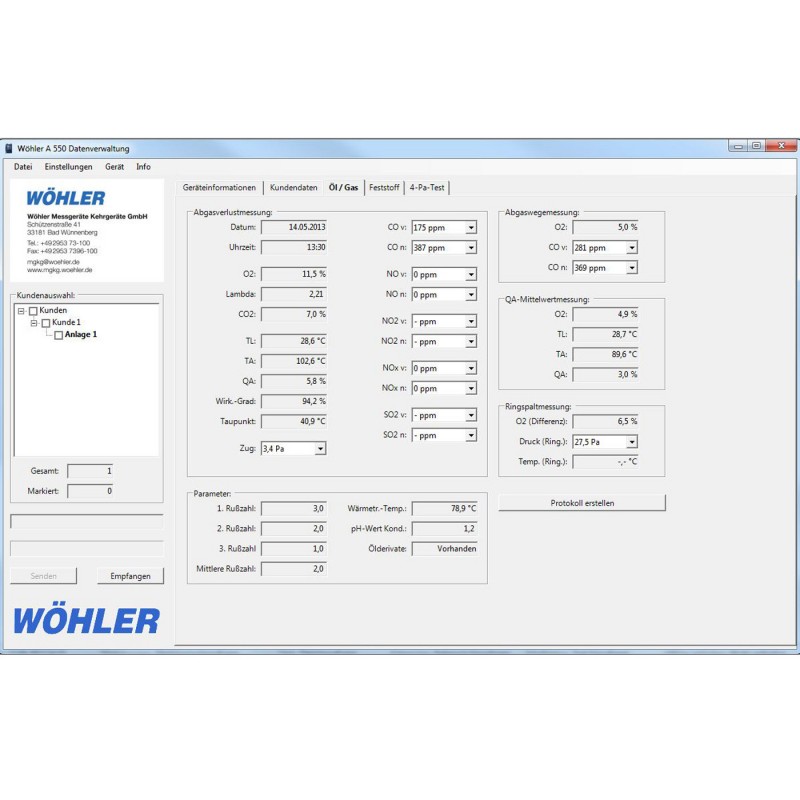 Wöhler - PC-software A 550 - CZ