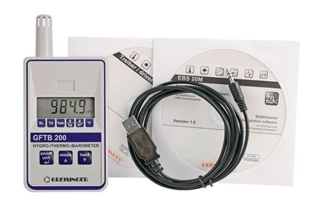 Greisinger GFTB 200-KIT přenosný vlhkoměr s měřením teploty a tlaku, detektor plísní
