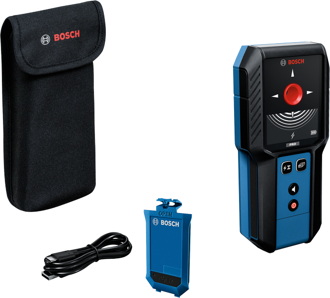 Bosch GMS 120-27 detektor kovu a elektrického vedenia s ochranou IP 54 a maximálnou hĺbkou detekcie 120 mm
