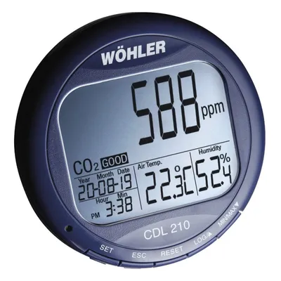 Wöhler CDL 210 - Meranie oxidu uhličitého (CO2), teplota a vlhkosť 0–2000 ppm CO2