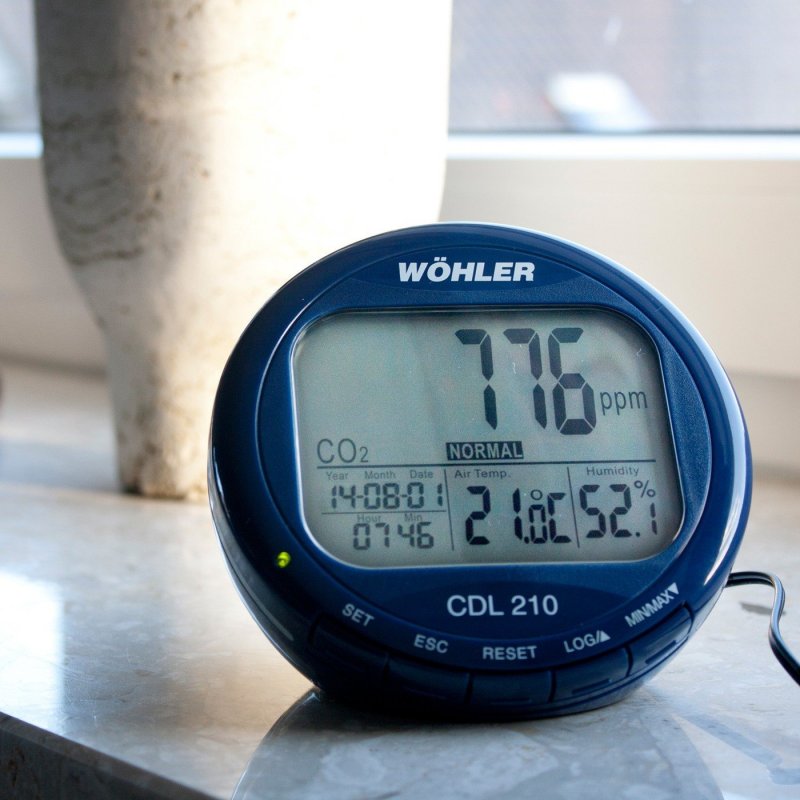 Wöhler CDL 210 - Meranie oxidu uhličitého (CO2), teplota a vlhkosť 0–2000 ppm CO2