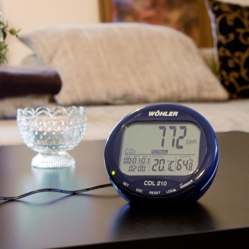Wöhler CDL 210 - Meranie oxidu uhličitého (CO2), teplota a vlhkosť 0–2000 ppm CO2