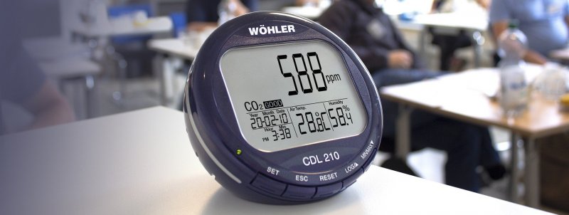 Wöhler CDL 210 - Meranie oxidu uhličitého (CO2), teplota a vlhkosť 0–2000 ppm CO2