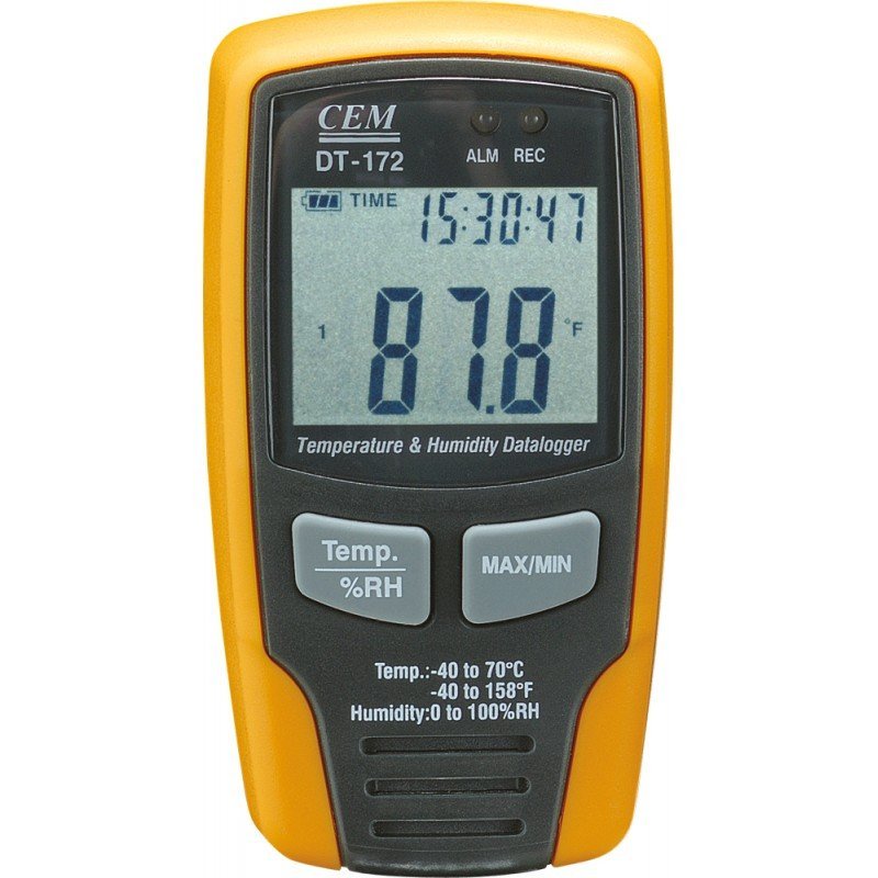 CEM DT-172 dataloger teploty a vlhkosti s USB kabelem a baterií