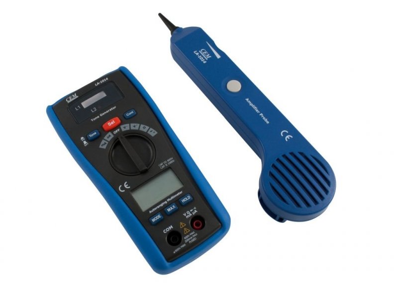 CEM LA-1014 - kombinovaný tester káblov a multimeter s LCD displejom, krokodílovými svorkami a RJ11 modulom