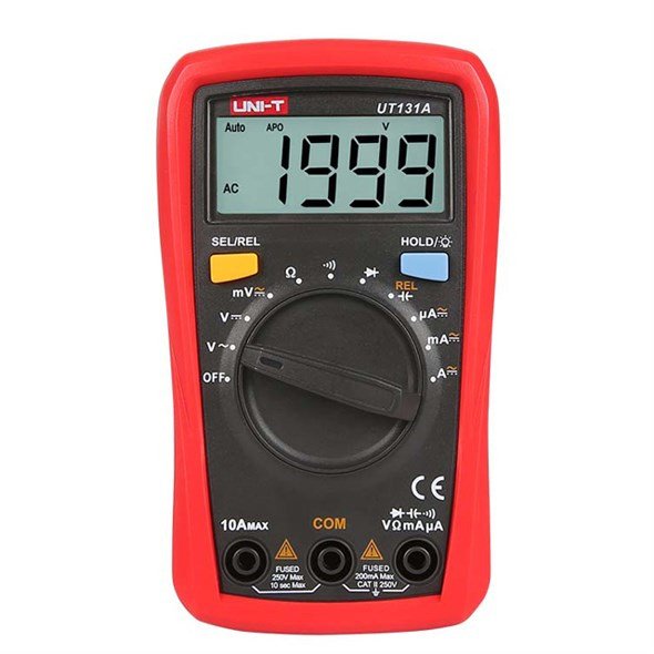 UNI-T UT131A digitální multimetr s LCD displejem, měřícími kabely a bateriemi
