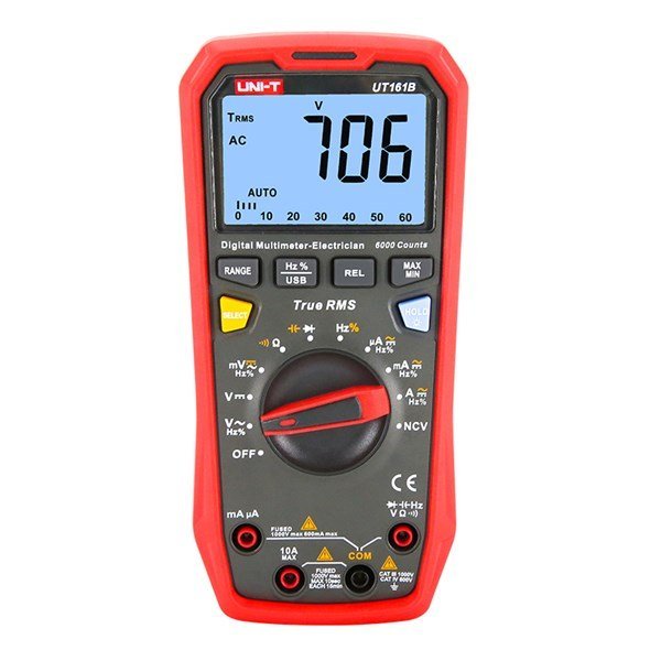 UNI-T UT161B digitální multimetr True RMS s LCD displejem, měřením napětí do 1000V a proudu do 10A