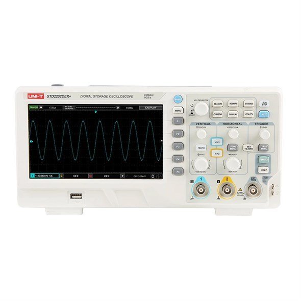 UNI-T UTD2202CEX+ - osciloskop so 7" displejom, 200 MHz šírkou pásma a 2 analógovými vstupnými kanálmi