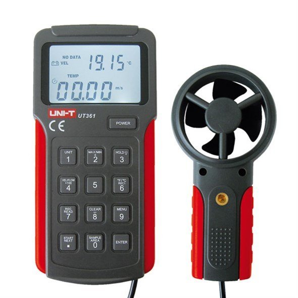 UNI-T UT361 anemometer – ručný prístroj na meranie rýchlosti vetra a teploty s podsvietením displeja a USB rozhraním