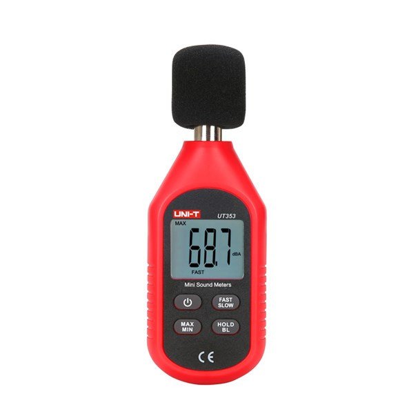 UNI-T UT353 hlukomer s LCD displejom, rozsah 30–130 dB, presnosť ±1,5 dB