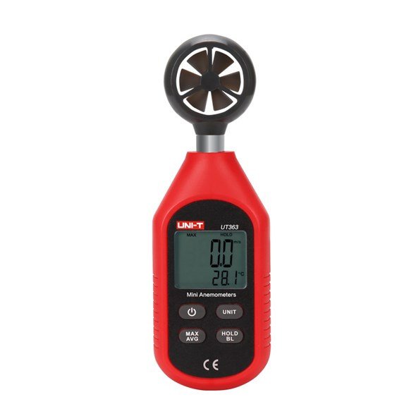 UNI-T UT363 mini anemometer s LCD displejom, rozsah merania rýchlosti vetra 0–30 m/s