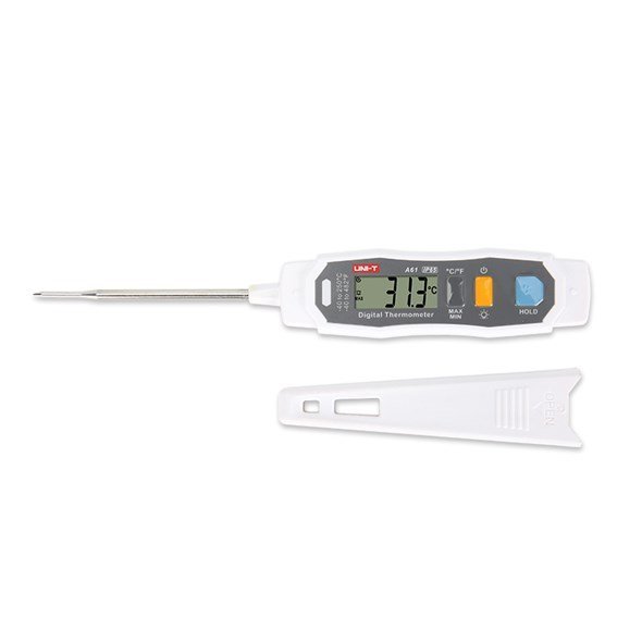 UNI-T A61 vpichovací teploměr s nerezovou sondou, IP65, pen-design, podsvícený displej