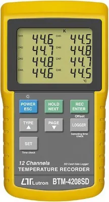 Lutron BTM-4208SD - Teploměr 12 kanálů -100 až 1300°C