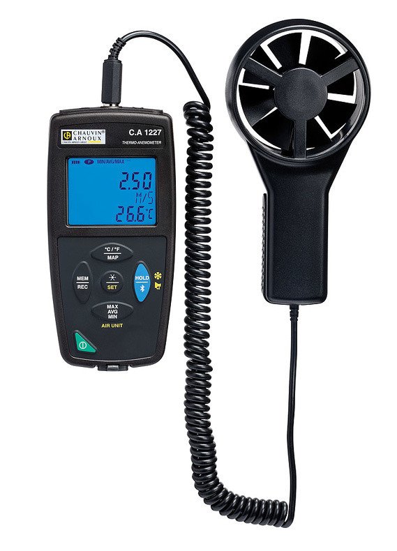 Chauvin Arnoux C.A 1227 digitálny anemometer s odnímateľným senzorom, podsvietený displej, prenosné puzdro