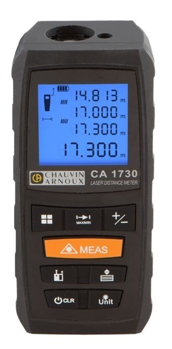 Chauvin Arnoux C.A 1730 laserový dálkoměr s displejem a laserem, rozměry 115×52×32 mm