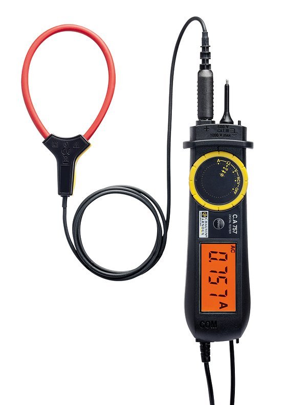 Chauvin Arnoux C.A 757 - kompaktný multimeter V tvare skúšačky s LCD displejom, meracími hrotmi a prúdovým senzorom MiniFLEX