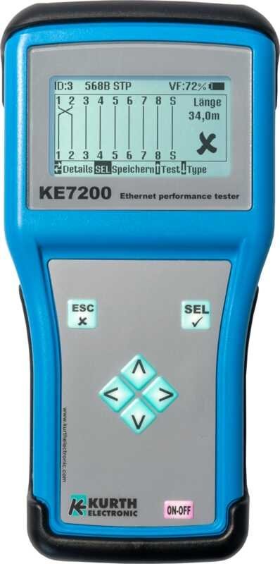 Gossen Metrawatt KE7200 - sieťový tester Ethernet s detekciou porúch káblov, meraním dĺžky TDR a testom Power over Ethernet