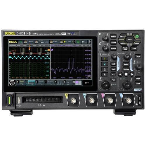 RIGOL DHO914S - 4-kanálový analógový osciloskop s 12-bitovým rozlíšením, 125 MHz šírkou pásma a 7" dotykovým displejom