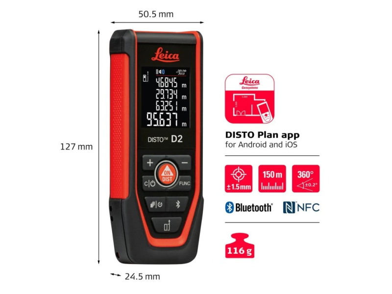 Leica Geosystems Disto D2 - Laserový diaľkomer 150 m