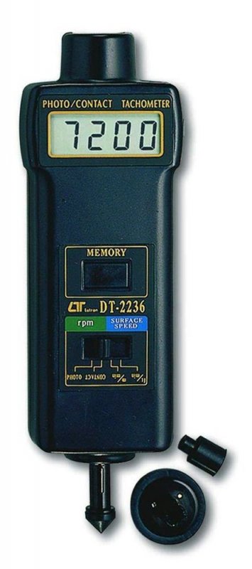 Lutron DT 2236 kombinovaný otáčkomer s bezdotykovou a dotykovou funkciou, reflexnou páskou a gumovými nástavcami
