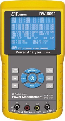 Lutron DW 6092 trojfázový wattmeter a analyzátor výkonu s meracími šnúrami a kliešťovými sondami