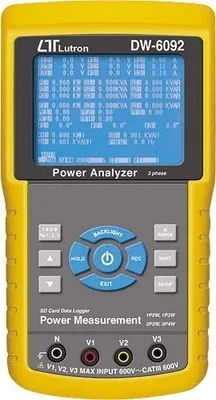 Lutron DW 6092 - Trojfázový wattmeter a analyzátor výkonu 10–600 V AC