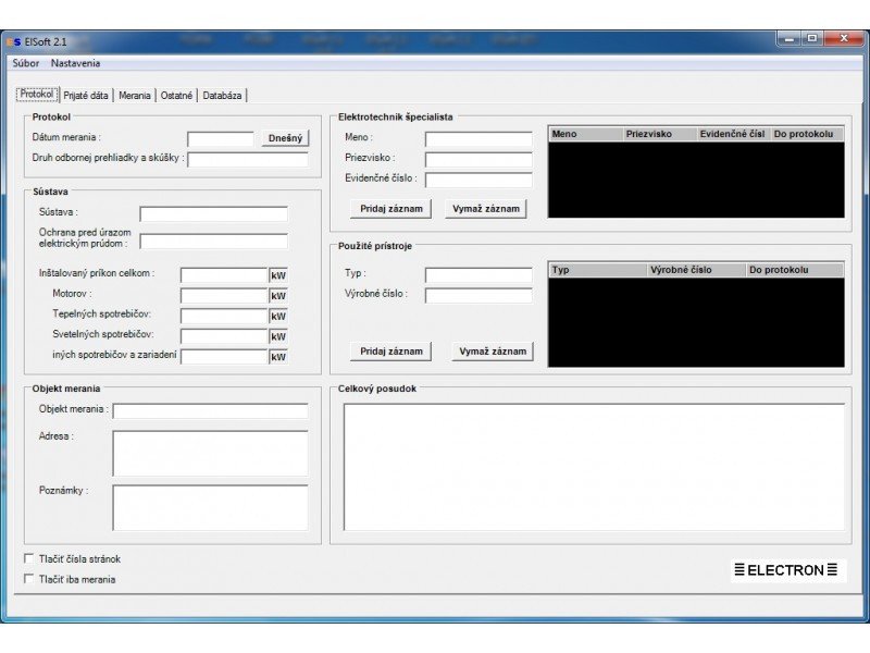 Electron ELSOFT 2.x - Softvér pre meracie zariadenia IZO 2500PC a IZO 1500PC