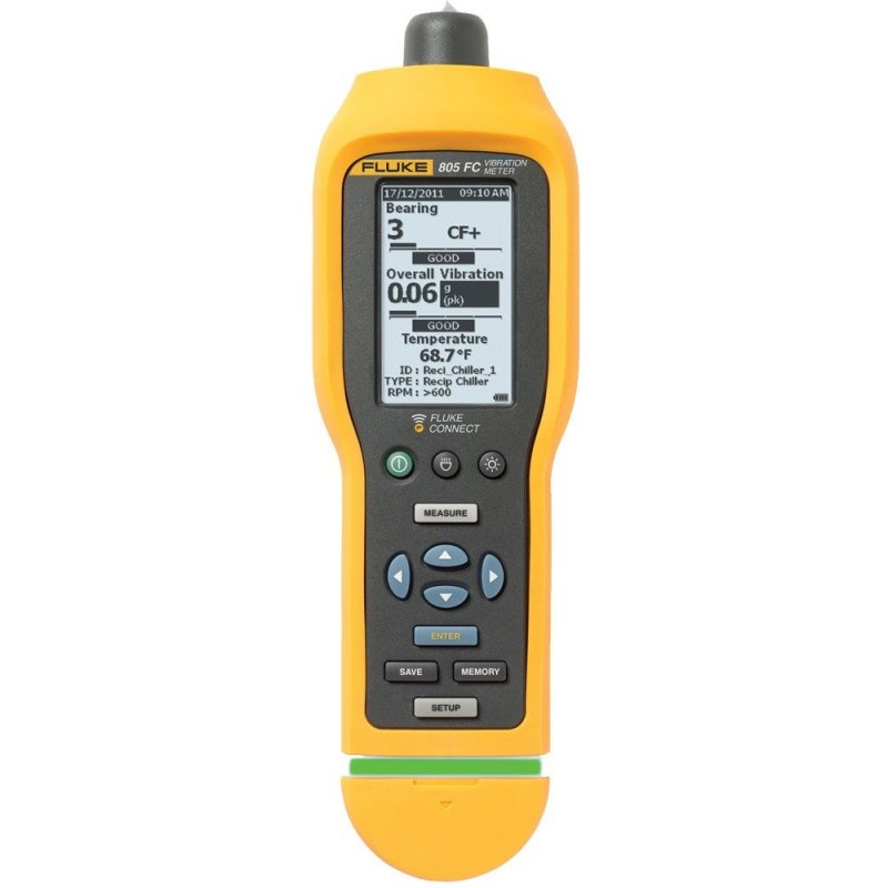 Fluke 805 FC - Vibrómetr s LCD displejom, meradlo mechanických vibrácií s IR teplotou a farebným svetelným signalizáciou