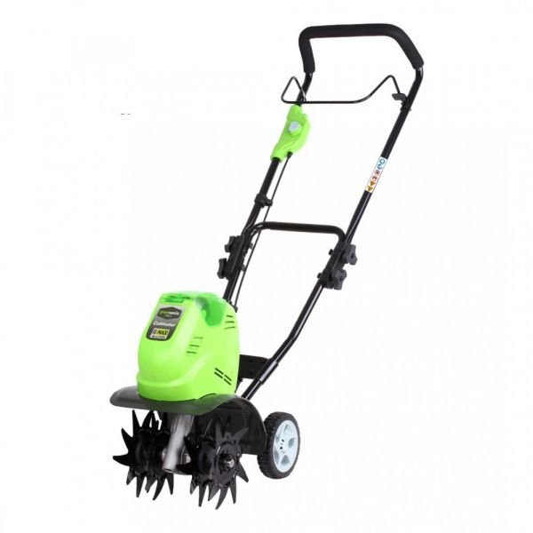 40V kultivator Greenworks G40TL s ocelovými diskami a skladacou rukoväťou