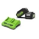 Greenworks Baterie 24V 2x4 Ah + duální nabíječka Greenworks G - Batéria a nabíjačka