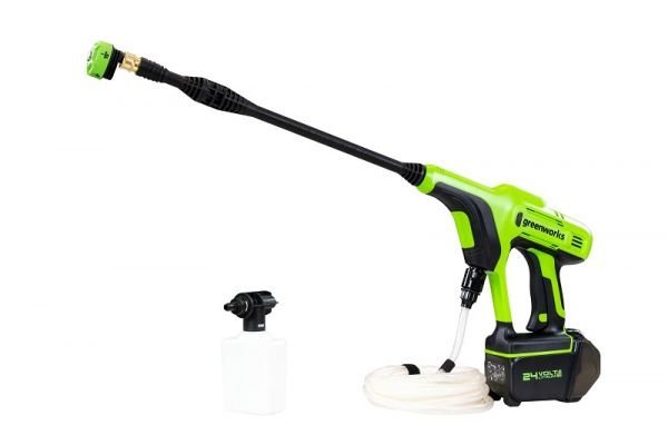 Greenworks G24PW 24V přenosná tlaková myčka s pistolí a příslušenstvím