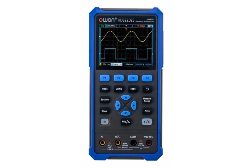 OWON HDS2202S - Prenosný dvojkanálový osciloskop s multimetrom a generátorom, farebný LCD displej 3,5", Šírka pásma 200 MHz