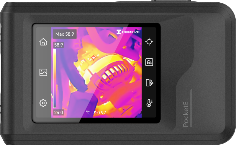 HIKMICRO Pocket E kapesní termokamera s 3,5" dotykovým displejem a WiFi, rozlišení 96×96 px