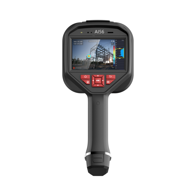 HIKMICRO AI56 Akustická kamera s 4,3" LCD dotykovým displejom, 64 MEMS mikrofónmi a digitálnym zoomom pre detekciu únikov vzduchu a plynov