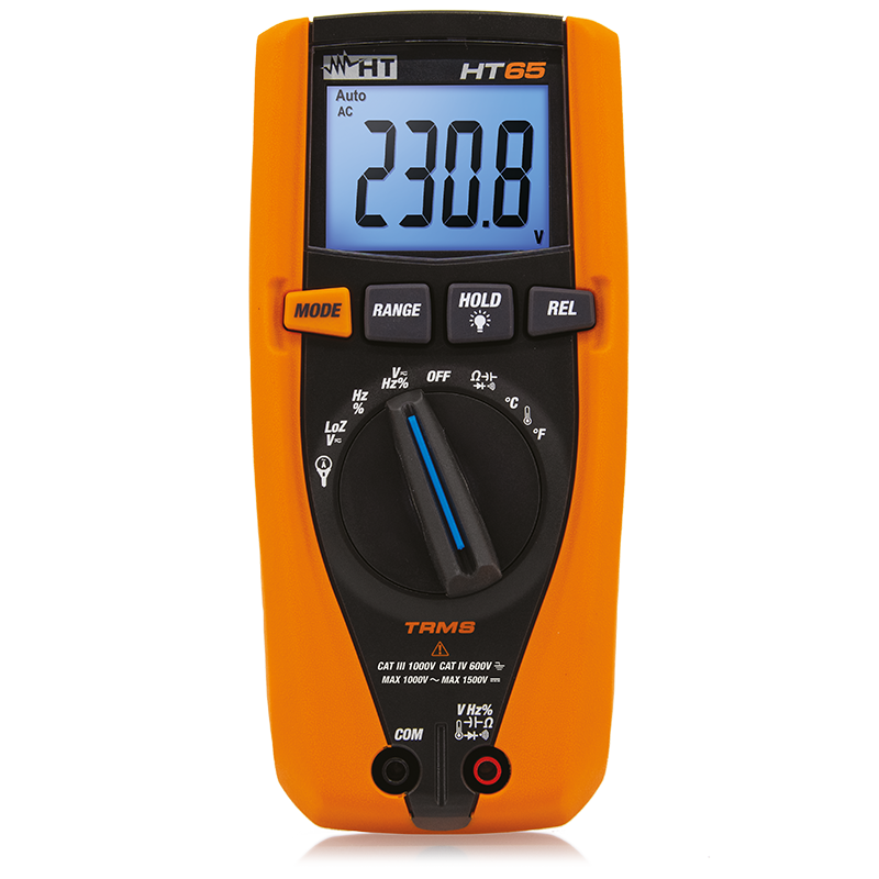 HT Instruments HT65 digitálny multimeter TRMS s meraním napätia AC/DC do 1500V, vstupom LoZ a teplotným snímačom typu K