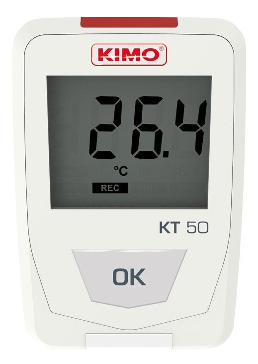KIMO KT50 – Prístroj na meranie teploty s dátovým zapisovačom, rozsah -40 až +70 °C, stupeň krytia IP 65